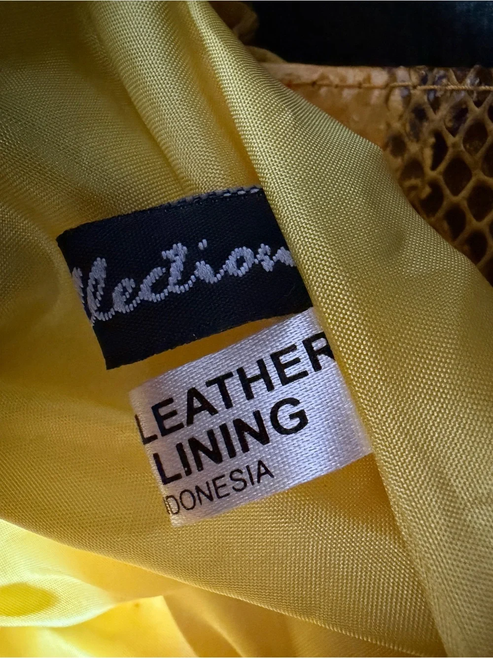 Yellow Snake-Texture Pleated Handle Women's Bag